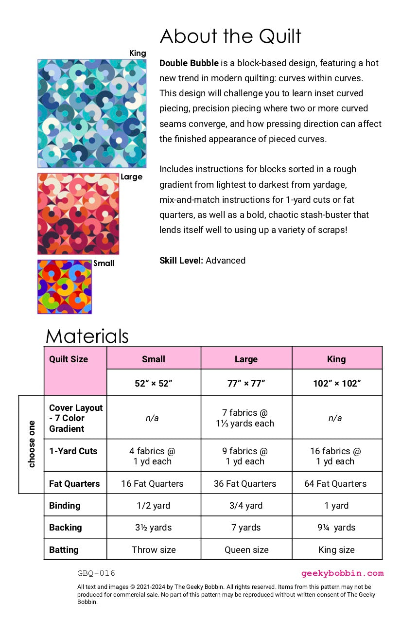 Double Bubble PDF Pattern